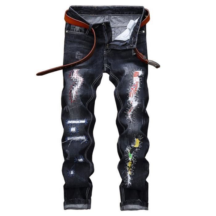 Jean homme noir troué deals