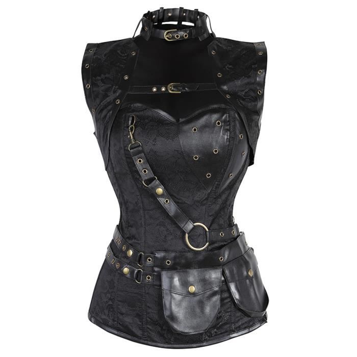 Harnais Punk En Cuir Synthétique LEACOOLKEY Pour Femme - Noir - Réglable - Pour Cosplay Et Fêtes