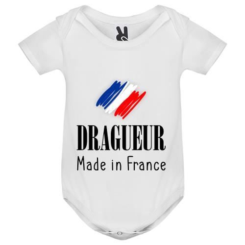 Body bebe Enfant Blanc DRAGUEUR MADE IN FRANCE Blanc Cdiscount Pret a Porter