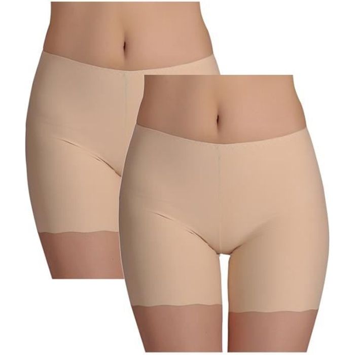 Lot de 2 shorts extensibles sans Couture short Cycliste extensible Leggings Court Slip Boxer sous Vetements pour Robe et jupe