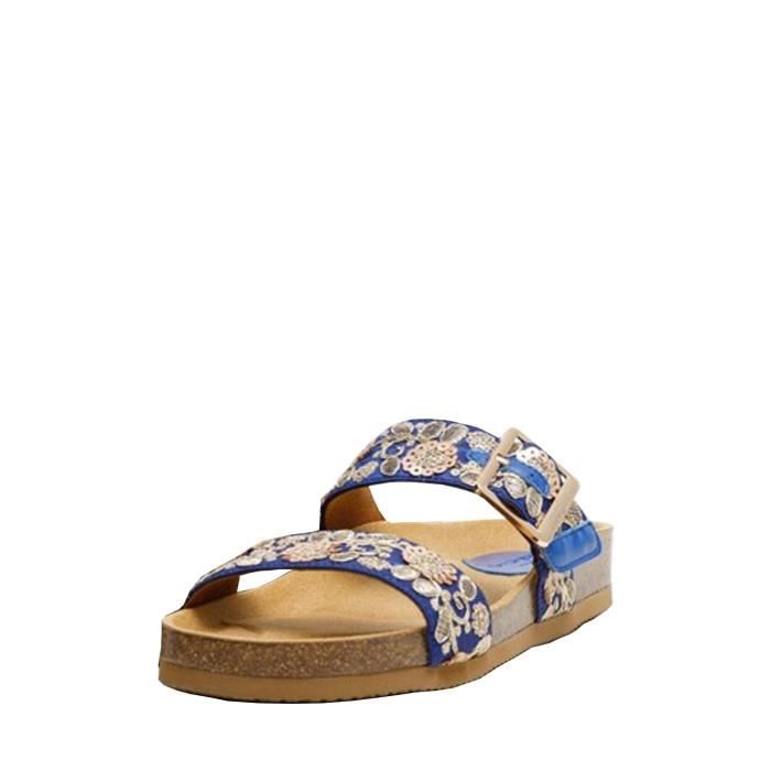 Sandales plates DESIGUAL - Azul - Femme - Polyester - Boucle de serrage