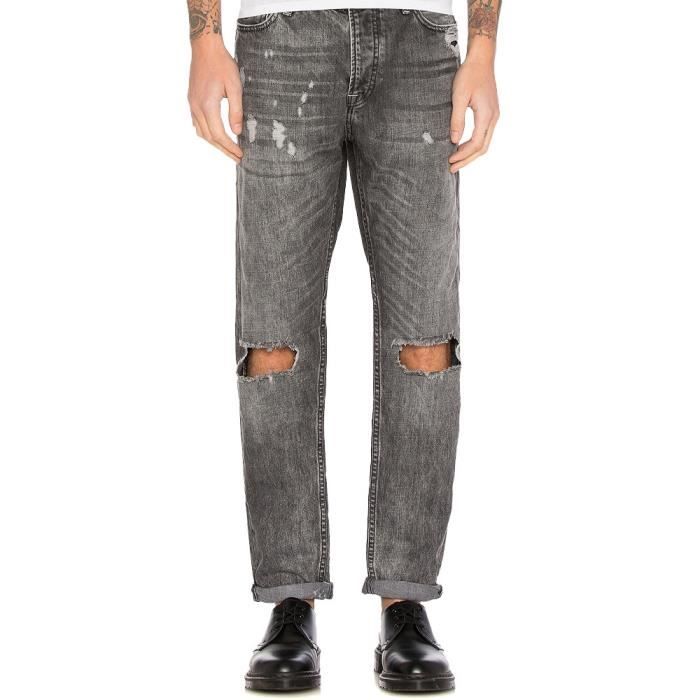Jeans Homme Scotch Soda Breaker Gris Coupe Loose Dechire sur les genoux 5 poches