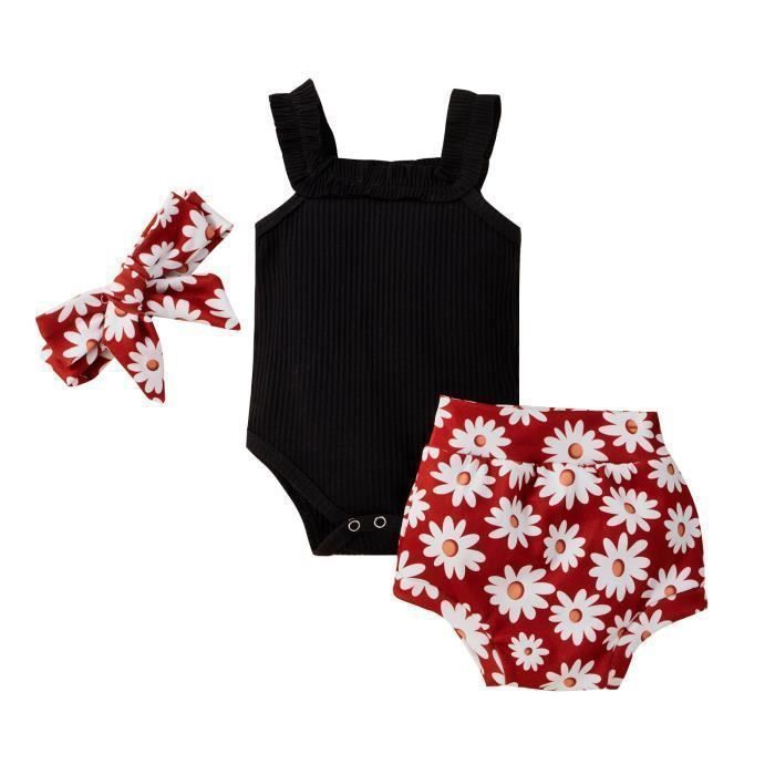 SHEIN Barboteuse À Volants À Manches Bouffantes À Motif Floral Pour Nouveau-né Fille, Ensemble Avec Bandeau | Mode en ligne | SHEIN ANCE