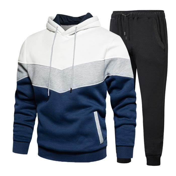 Survetement Homme Ensemble Jogging Sweat a Capuche et Pantalon Jogging 2 Pieces Tenue de Sport avec Cordon de Serrage blanche Blanche Cdiscount Pret a Porter