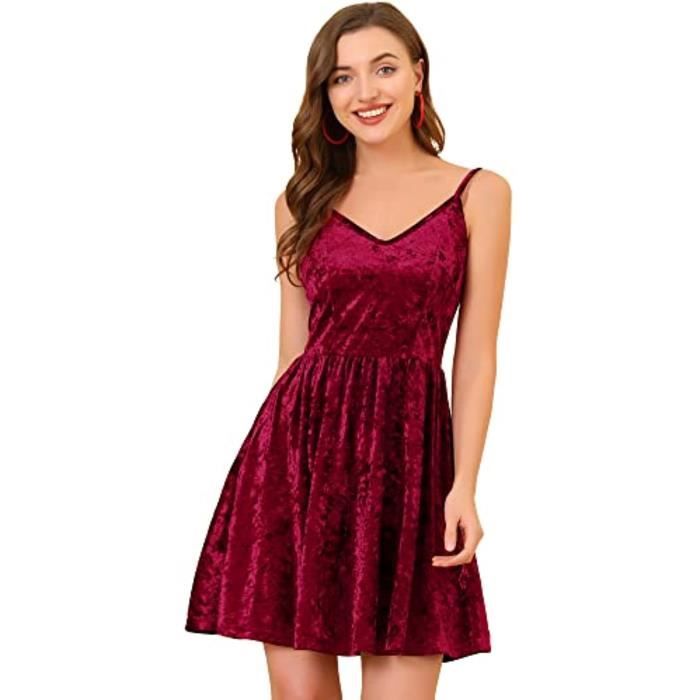 Robe patineuse en velours sans manches à encolure en V ALine Cami Bourgogne Cdiscount Prêtà