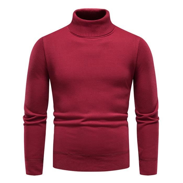 Sous Pull Col Roule Homme en Tricot Doublure Polaire Pullover Chaud Automne Hiver Couleur Unie Bordeaux Bordeaux Cdiscount Pret a Porter