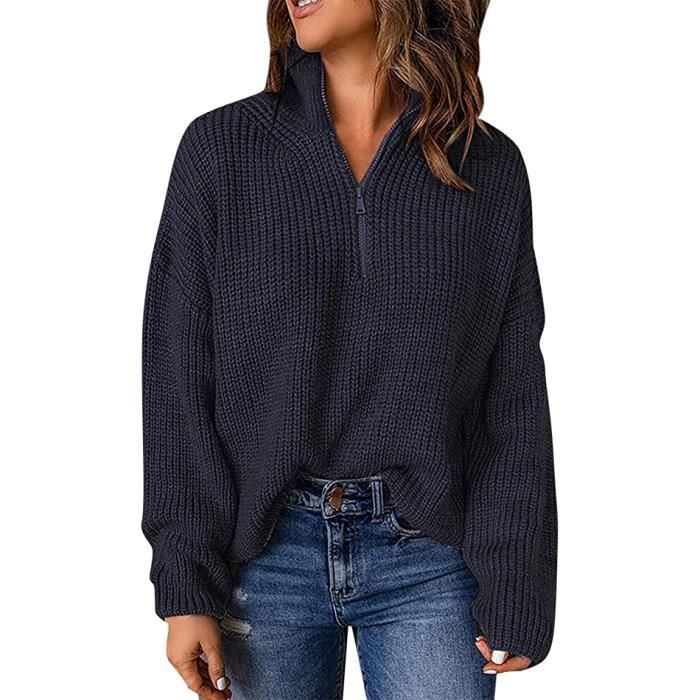 Pull Col Roule Femme Pull Femme Hiver Pull Femme Chic Pull Zippe Femme Pas Cher Pull Maille Femme Pull Chandail Femme Chaud Pullover Noir Cdiscount Pret a Porter