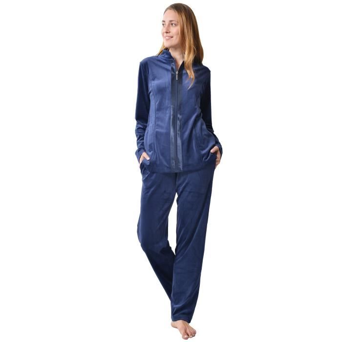 raikou ensemble de vêtements de sport velours yoga gilet zippé jogging survêtement homewear femme 2 pièces bleu nuit t36-50