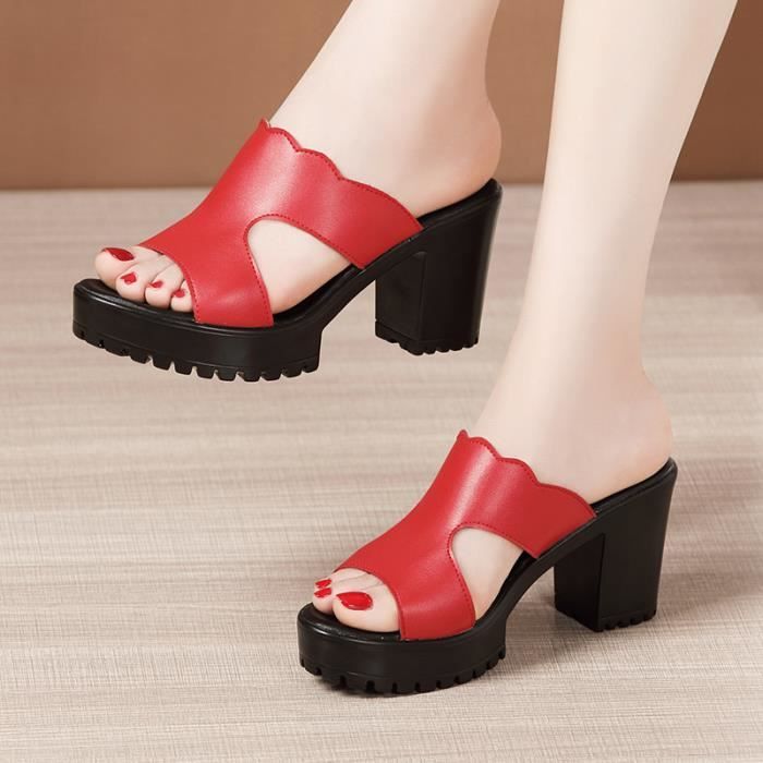 Escarpin Femmes - mode Simple Chaussures à talons compensés rouge