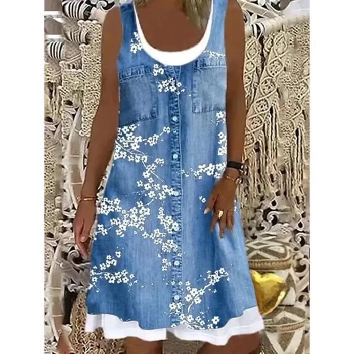 Robe patchwork décontractée avec volants