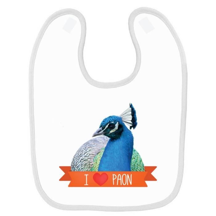 Bavoir Bebe Imprime Paon Blanc Cdiscount Puericulture Eveil Bebe