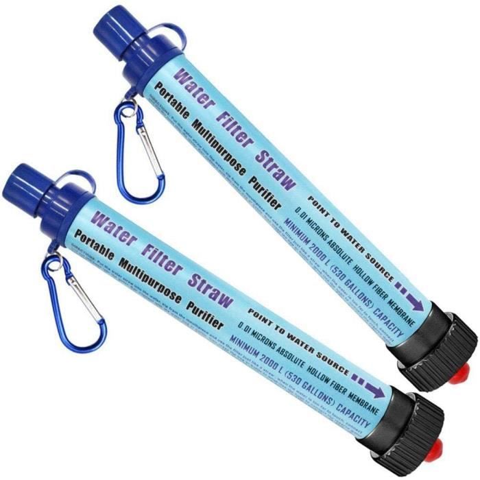 Meilleurs prix pour Filtre Eau Personnel 2000L Système de Filtration d'Eau Élimine 99,9% des Bactéries Filtre à 0,01 Microns Paille Eau Potable(2 Pack)