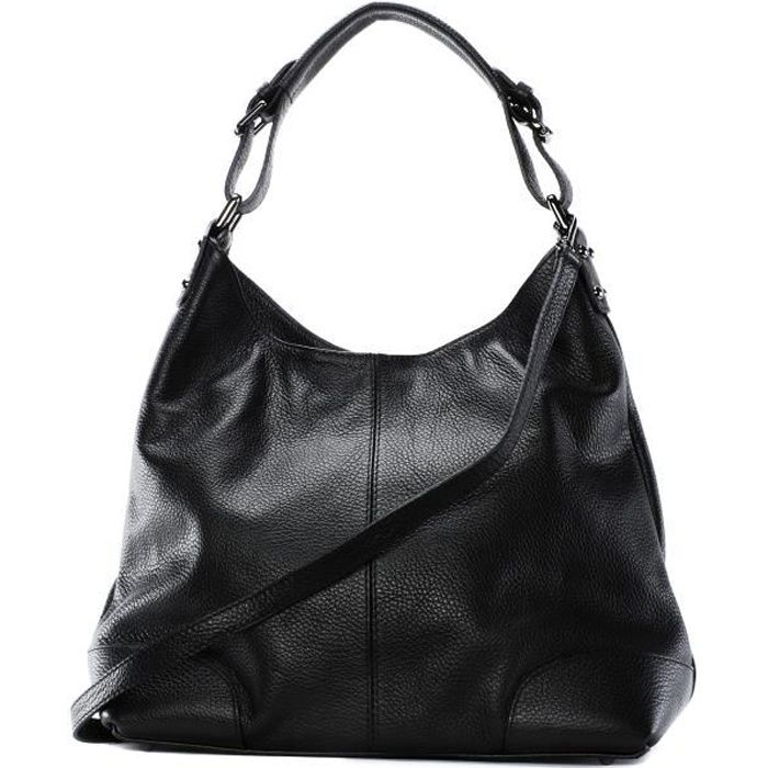 oh my bag sac à main femme en cuir nikee porté épaule noir 38x26x11,5 cm