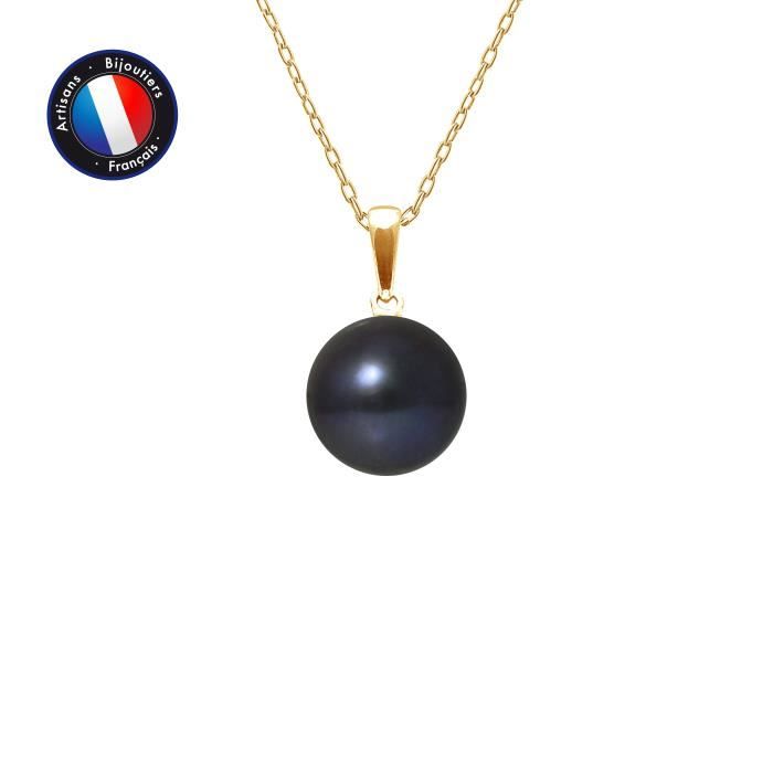 Pendentif - PERLINEA - Véritable Perle de Culture dEau Douce 9-10 mm - Or Jaune - Chaîne 42 cm