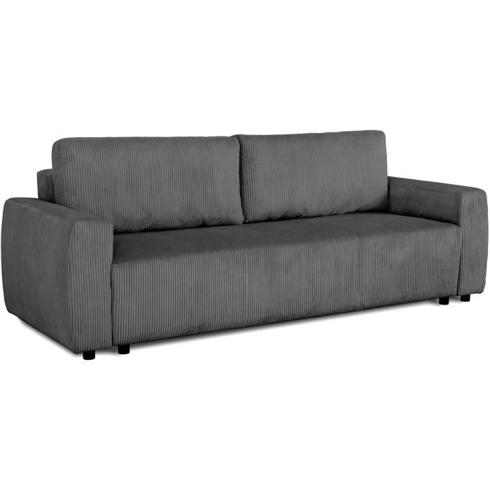 Canapé convertible 3 places PHARELL Tissu Velours côtelé Coffre 231 x 84 x 91 cm