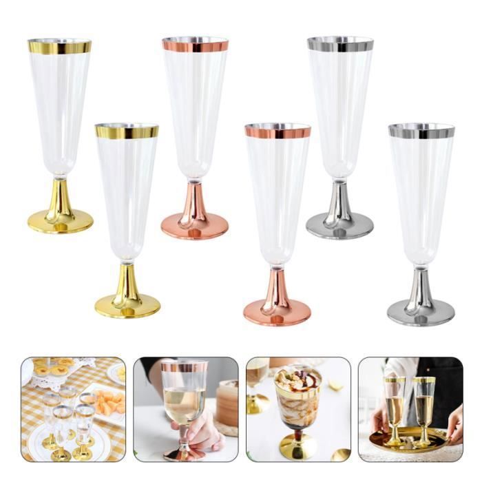 6Pcs Flûtes à Champagne Cocktail Jetables à Griller Partie en pour Bar