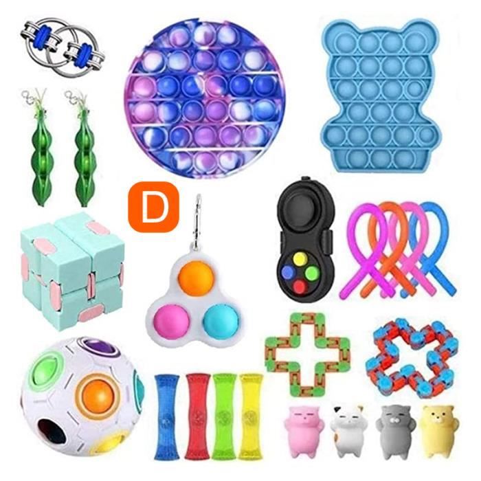 Fidget Toys-Jouets Anti-Stress pour Concentration et Calme Ensemble de  Jouets et faveur de fête - Fidget Spinner, Stress Ball - D