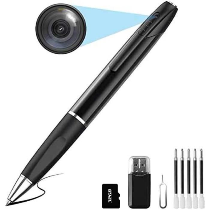 Camera Stylo Caméra Espion Caméra Cachée Stylo 1080P Mini Caméra De Poche Avec Carte ...