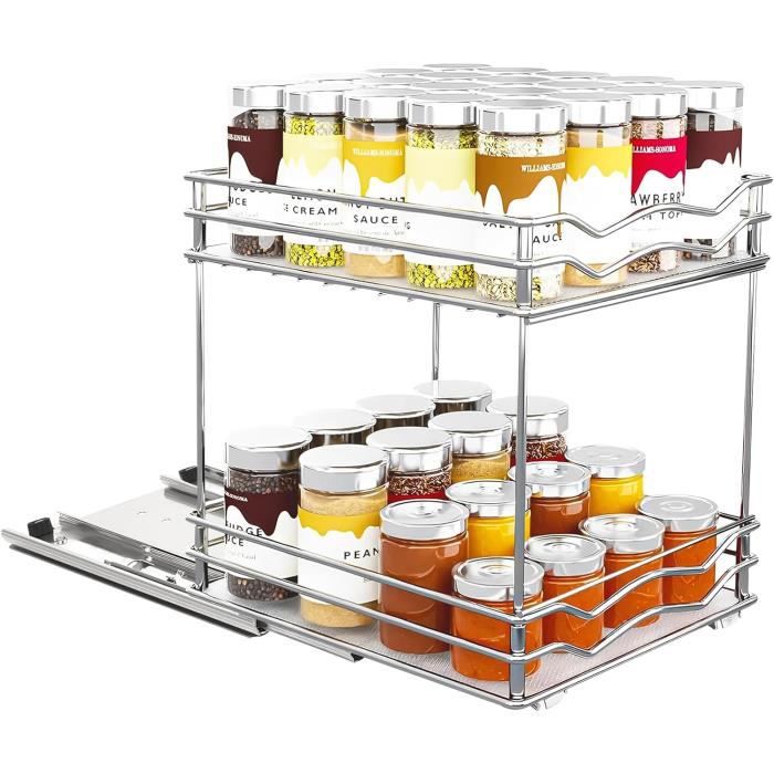 Panier Vapeur Étagère à Épices Extensible 2 Étages AHOMSEL - Hauteur Réglable Avec Autocollant Pour Cuisine