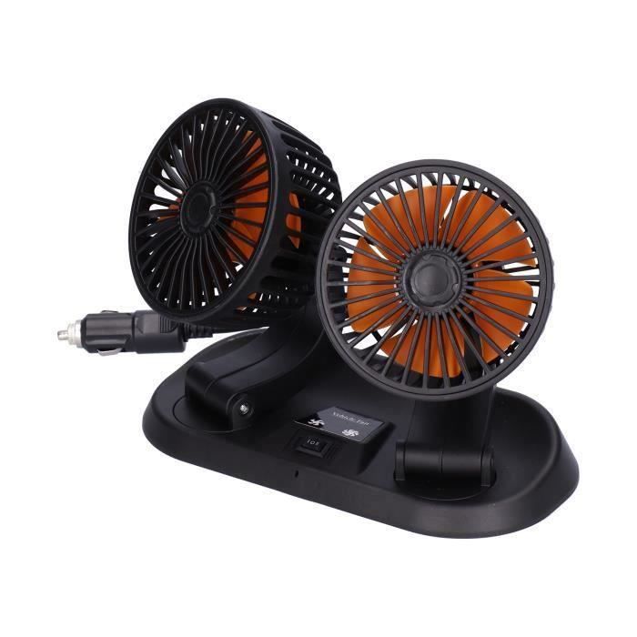 Ventilateur De Voiture 12V Double Tête - Rotation 360°, Prise Allume-Cigare - Pour Voiture, Camion, Bateau