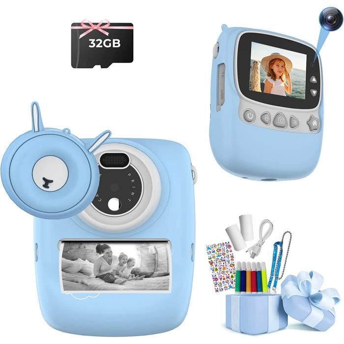 CUBIDI Appareil Photo Instantané Enfant Licorne Rose – Imprime Sans Encre + 32 Go – Cadeau Fille 3 Ans Et Plus