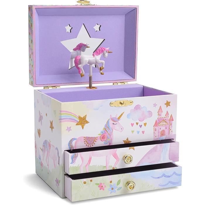Boîte à bijoux musicale licorne pour fille - Boîte à bijoux pour enfants avec licorne tournante - Cadeau d'anniversaire pour petites filles - 17,1 x 13,3 x 15,2 cm - Âge 3-10 ans Boîte à bijoux musicale licorne pour fille - Boîte à bijoux pour enfants avec licorne tournante - Cadeau d'anniversaire pour petites filles - 17,1 x 13,3 x 15,2 cm - Âge 3-10 ans