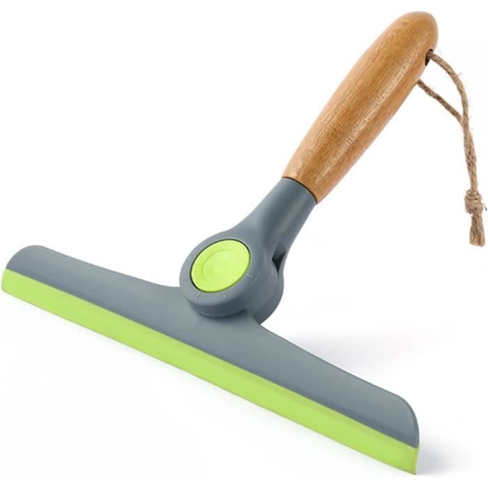 Raclette de douche multifonction avec poignée en bois, rotative à 180 ° et 24 cm de large