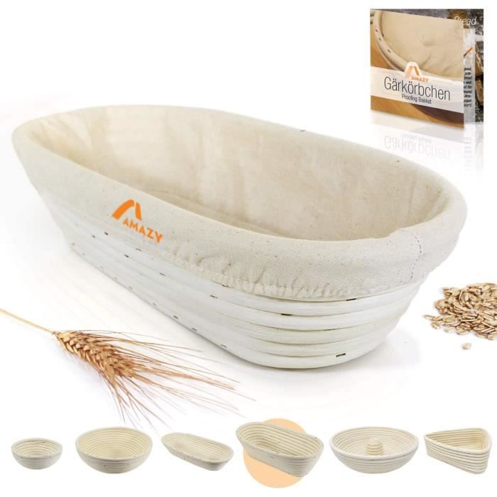 Kit Complet Démarrage Levain 12 Pièces – Paniers Osier 25cm Ovale & 23cm Rond + Accessoires Boulange Naturelle