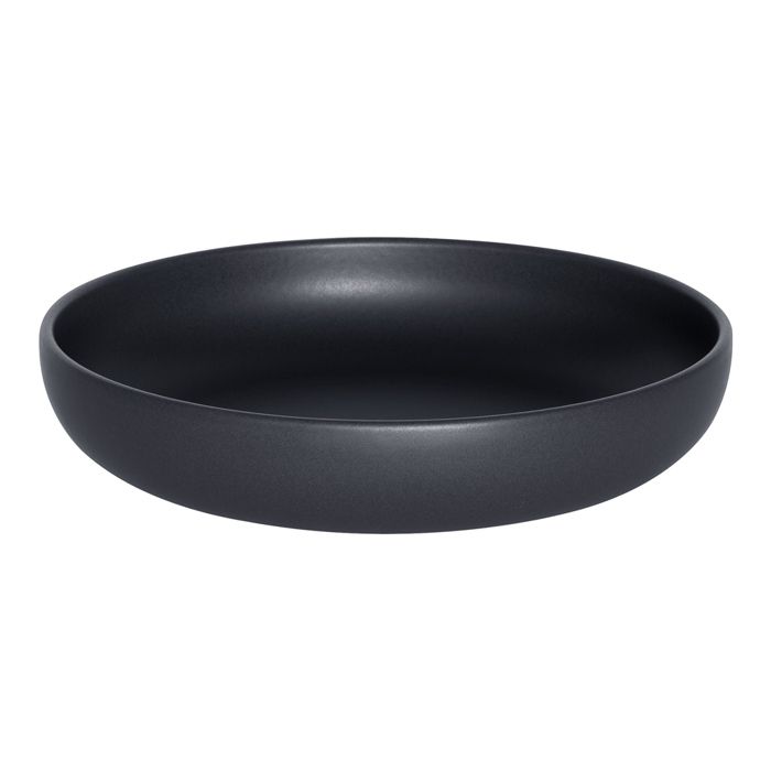 Lot De 6 Assiettes Creuses Noires 22 Cm - Table Passion Grès