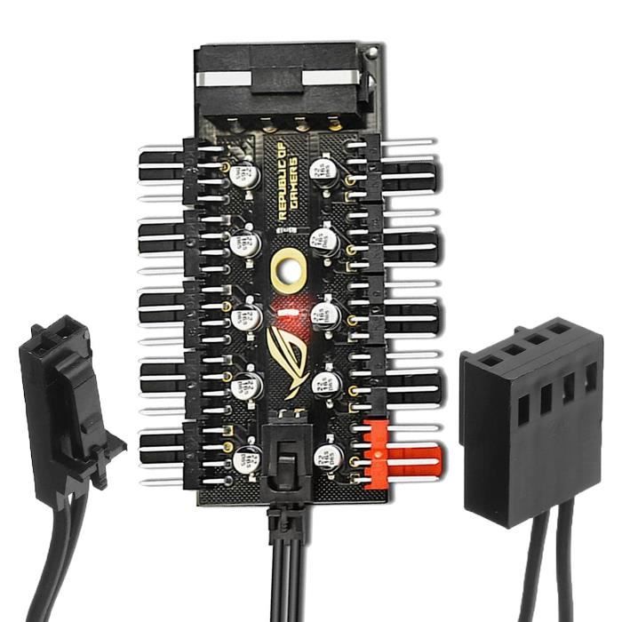 KabelDirekt – 20‑20-20cm Connecteur Molex à 4 Broches (5,25'') 12 V Vers Fiche à 3 X 3 Broches à 2 Pôles Ventilateur Câble Répartiteur