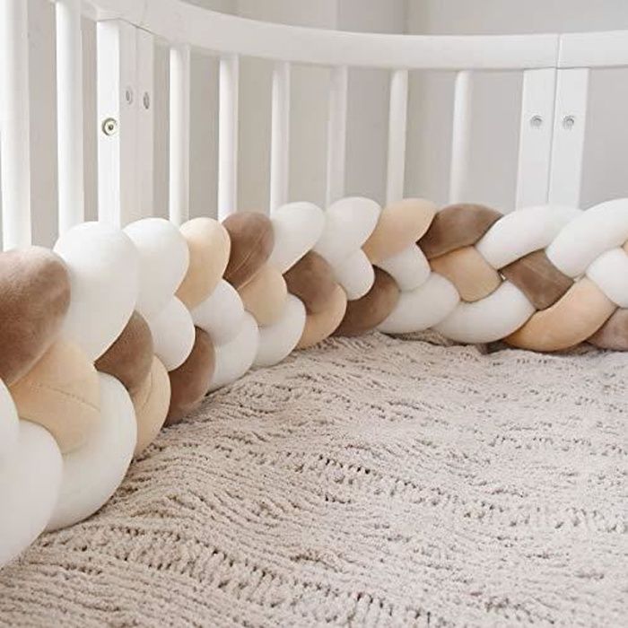 4M Icegrey Tour De Lit 3 Tissage Bébé Coussin Serpent Tressé Pare-Choc Velours Protection lit Bumper Pépinière a5
