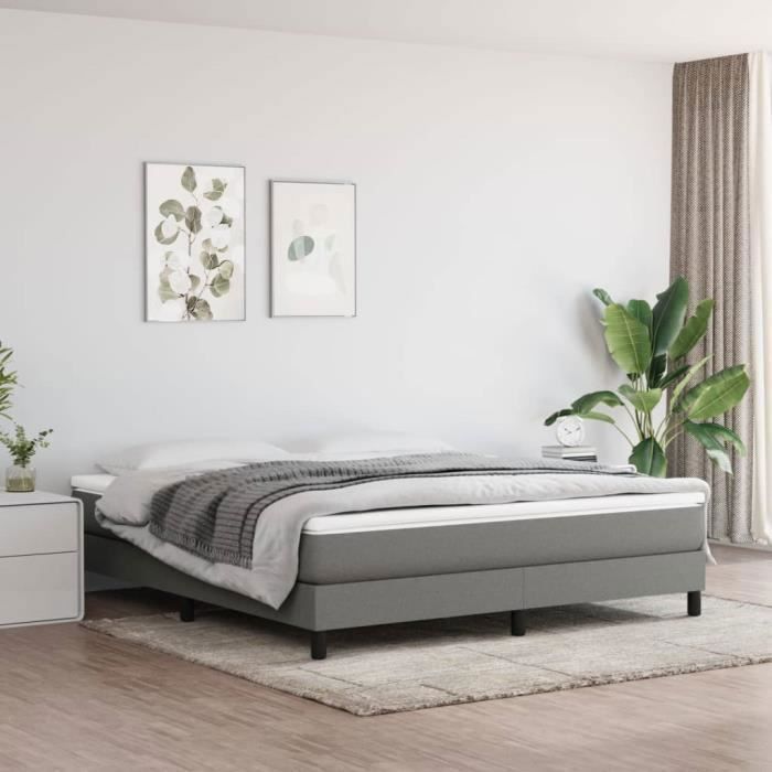 vidaXL Cadre de lit à lattes gris foncé 160x200 cm tissu 3120525