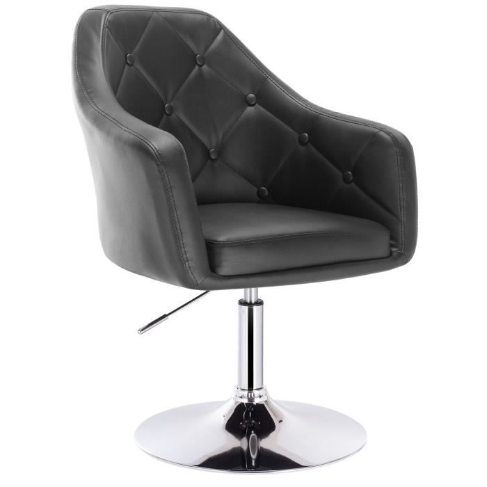 woltu fauteuil de bar en similicuir et acier rotatif 47x41cm hauteur réglable noir
