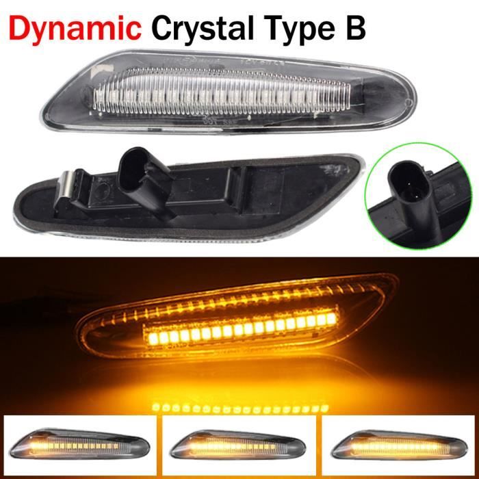 phares - feux,Dynamic Crystal B--Clignotant latéral à LED séquentiel, pour BMW X3 E83 X1 E84 X5 X53 E60 E61 E46 E81 E82 E90 E92 E87