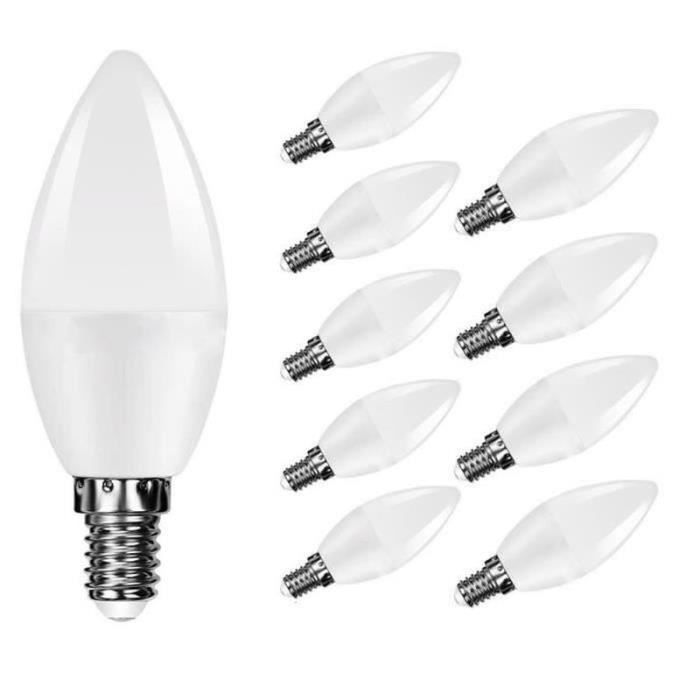 CP18712Lot de 10 Ampoule LED E14 Flamme 3W eq 40W (Blanc Froid 6500K