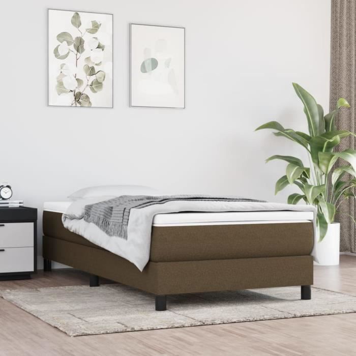 Sommier - ZERODIS - A3120471 - Marron foncé - 80x200 cm - Tissu 100% polyester