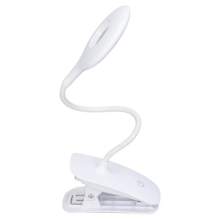lampe de lecture à clipser led clip rechargeable usb sur 3 modes d'éclairage commande tactile réglable