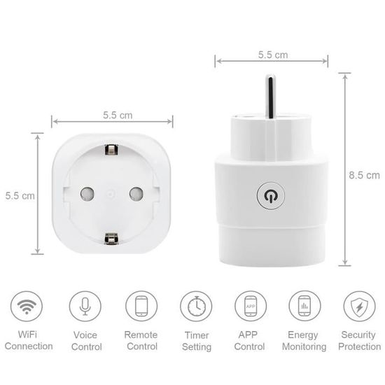 Pack De 4 Prises Connectées WiFi GreenSun - Compatible Alexa - Mesure Consommation - 16A/3750W