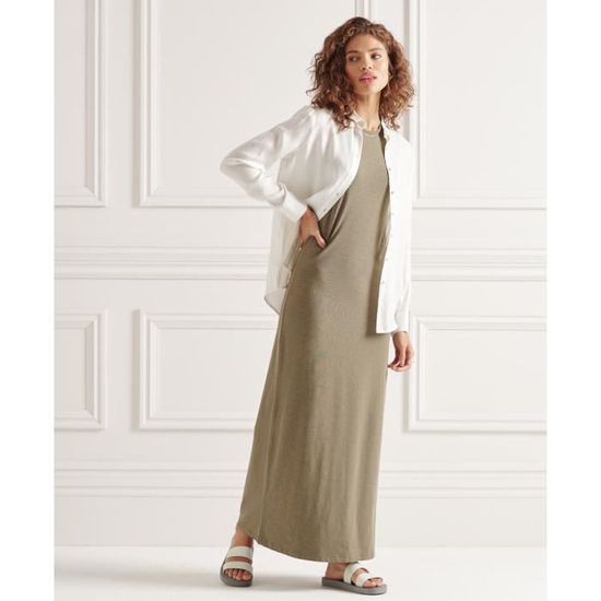 Robe longue en jersey femme Superdry kaki mousse Cdiscount Sport