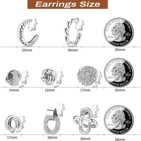 Mini créoles clips - Pour oreilles non percées 20 mm - Argenté x2 - Perles & Co