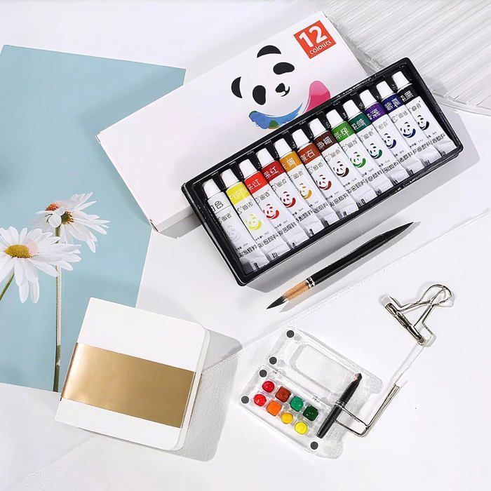 Set de voyage miniature pour aquarelle, Mini kit d'aquarelle avec pinces à linge, Mini coffret