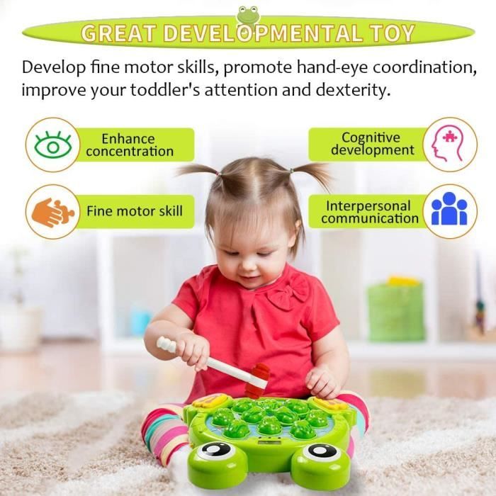 ZORKAM Jeu Pop-Up Grenouille Sautante – Jouet Interactif Montessori Avec Musique Et Lumières – Motricité, Coordination – Cadeau 1-4 Ans