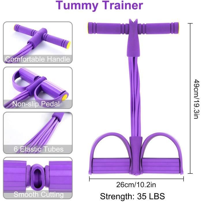 Bandes De Résistance Fitness Avec Pédale Et Compteur - 6 Tubes élastiques Rechargeables - Pour Abdos, Bras, Jambes