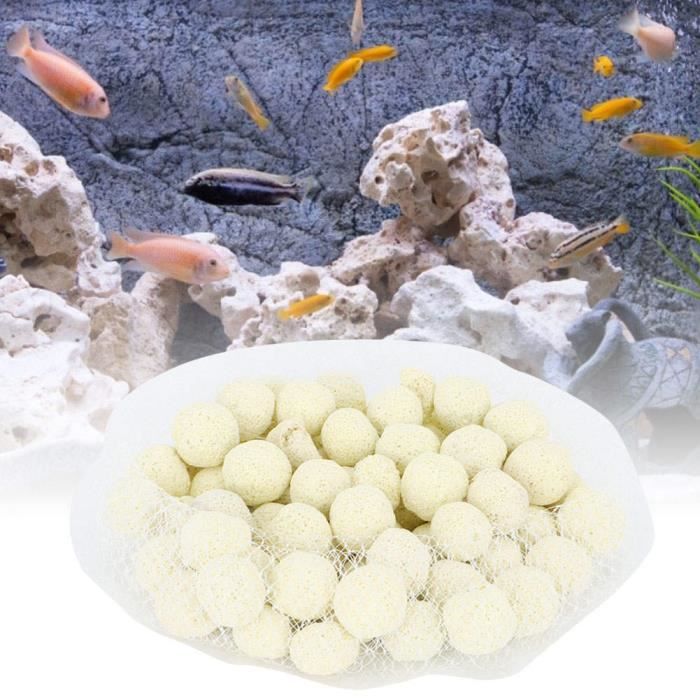 Aquarium Fish Tank Média filtrant Anneaux en céramique Boules de charbon  actif Anneau en céramique blanche 500g