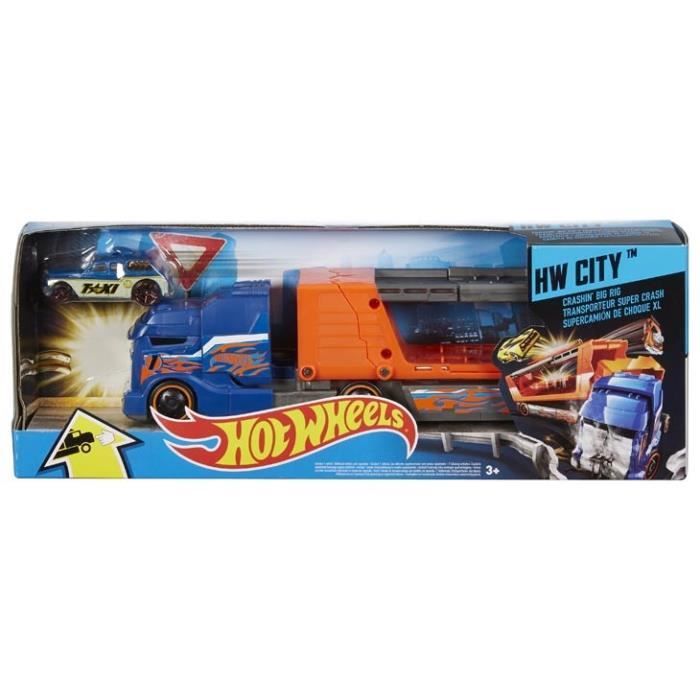 Hot Wheels City Transporteur De L’Extrême – Camion Avec Rampe De 60 Cm, 1 Voiture Incluse, Dès 4 Ans