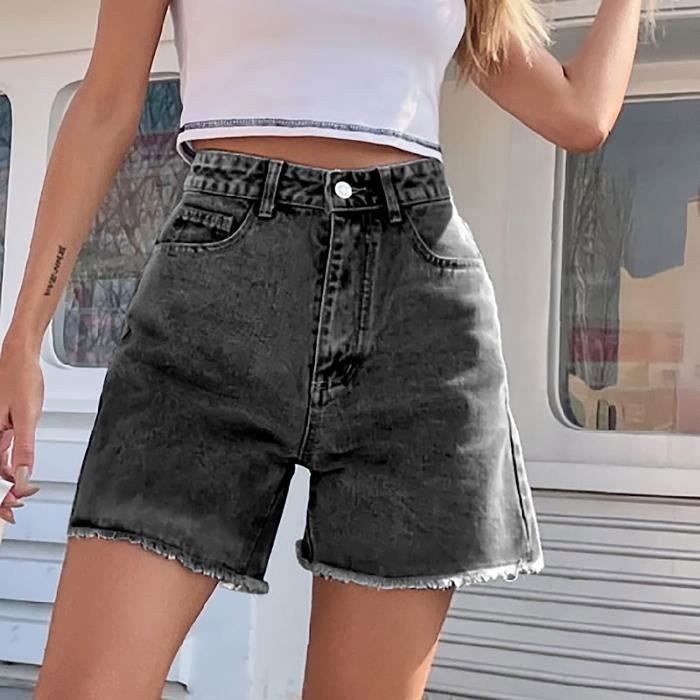 Short en Jean Femme Jeans Shorts Ete Taille Haute Jean Taille Bermuda Femme Ete Short Jeans Femme Extensible Vintage Dechire Gris Gris fonce Cdiscount Pret a Porter