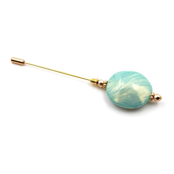 Épingle à Chapeau Vintage - Turquoise Et Doré - Occasion Avec Usure Du Temps