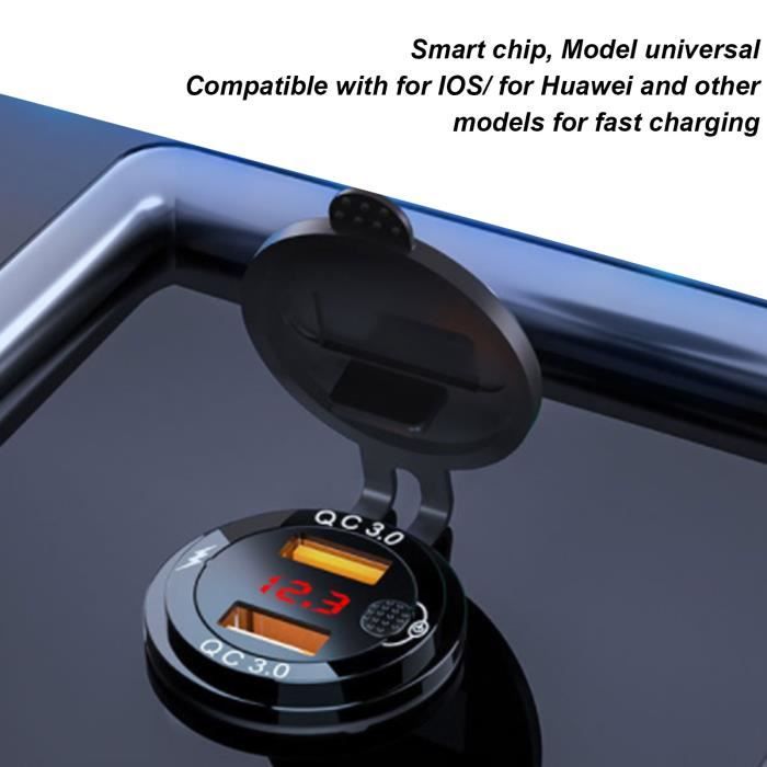Prise USB de voiture Chargeur de voiture Double prise USB Charge rapide  avec borne de voltmètre à affichage numérique rouge DC12V - Cdiscount Auto