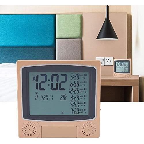 Réveil De Prière Musulmane Numérique LCD Automatique - Horloge Azan Islamique Multifonction Noir
