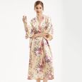 Kimono en Satin imprimé pour femmes, Lingerie intime, longue, Sexy, peignoir, vêtements de nuit [85E0812]-2
